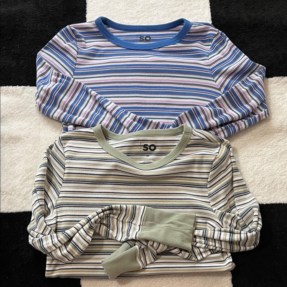 SO Multicolor Striped Long Sleeve Tops